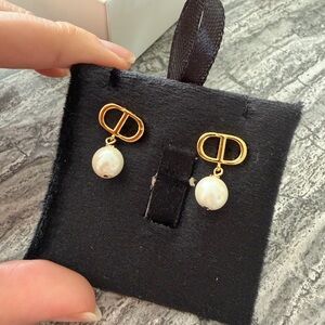 Dior Gold and Pearl Drop Earrings